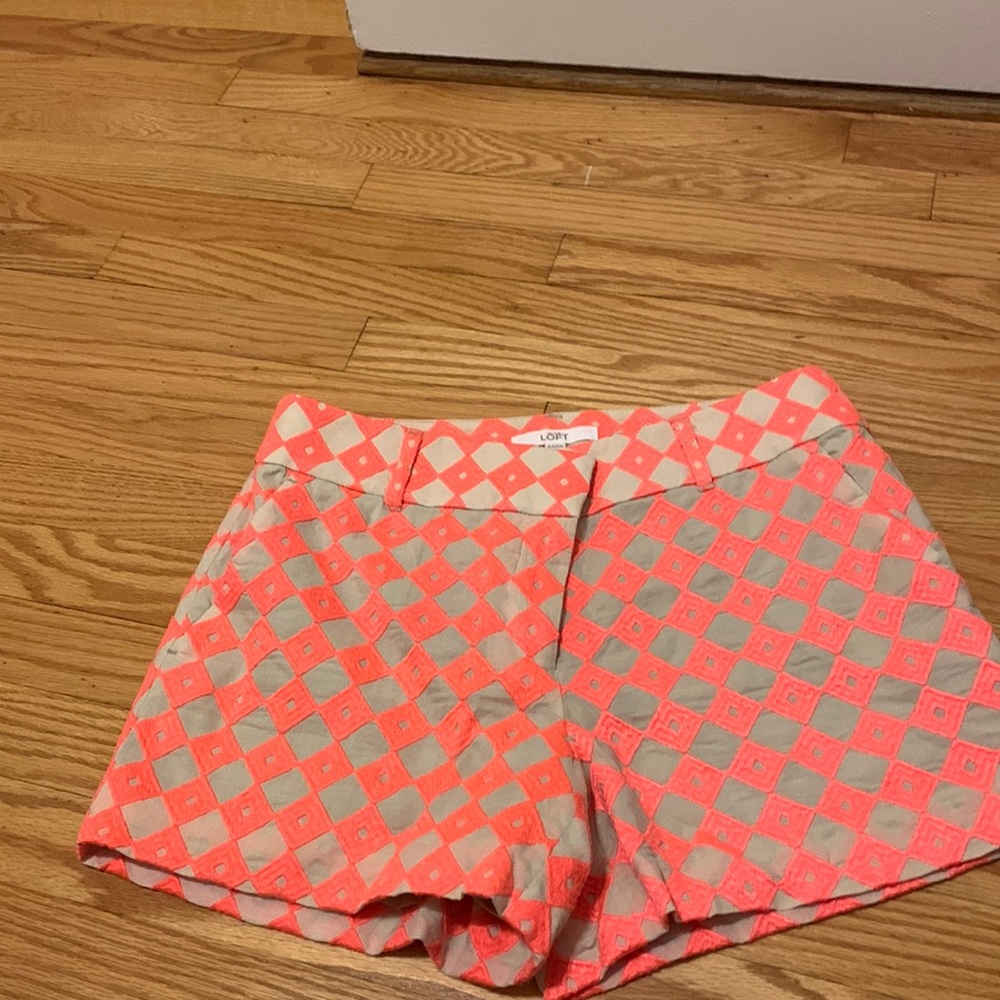 Bright orange & tan Loft shorts